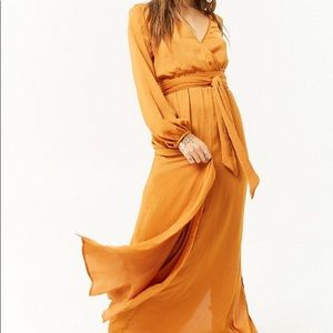 satin surplice maxi dress